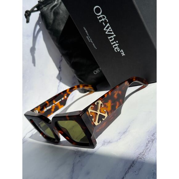 NEW Off White Catalina Brown Square Unisex Sunglasses - Picture 2 of 5